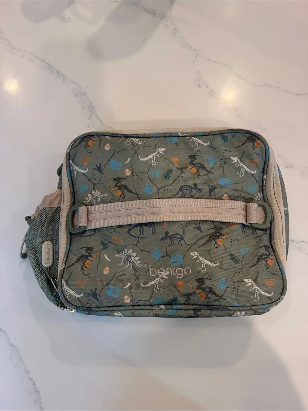 Benigo Olive Green Dinosaur Print Kids Lunchbox